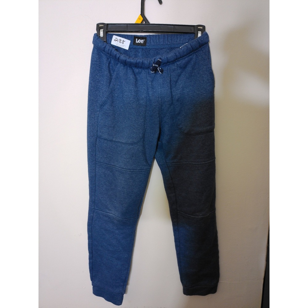 Lee Jogger Pants Youth Medium 10/12 Blue Heathered Fleece Drawstring Athletic
